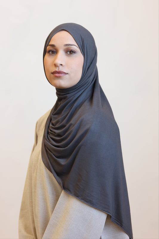 Hijab en Jersey Premium Gris Foncé