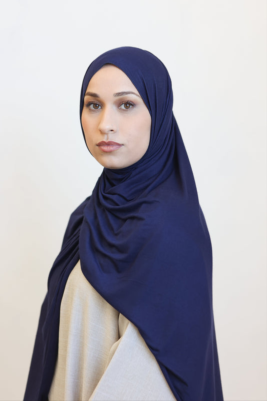 Navy Blue Premium Jersey Hijab